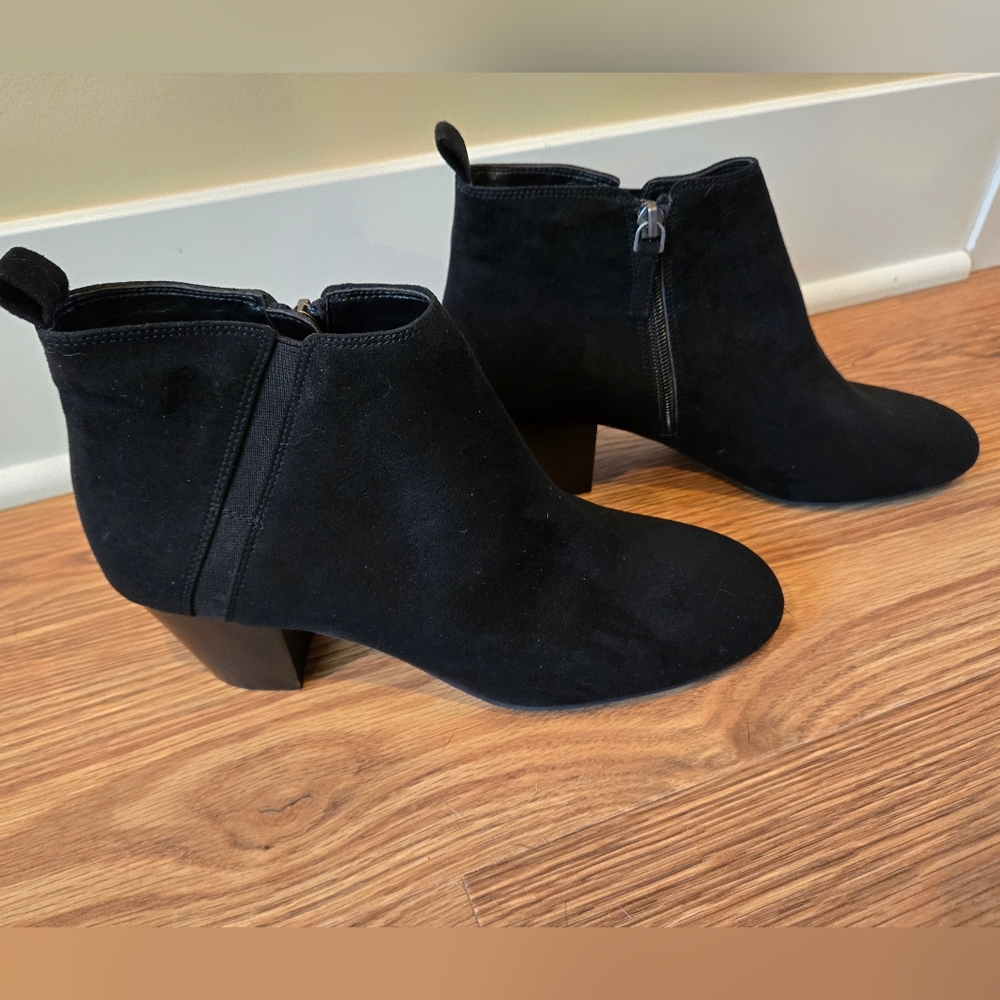 14th & Union Black Faux Suede Zippered Ankle Boots